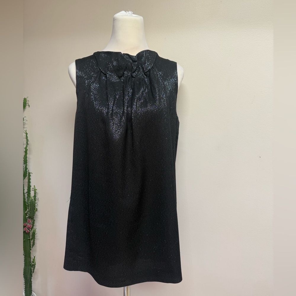 Vince Black Sleeveless Metallic Shine Blouse